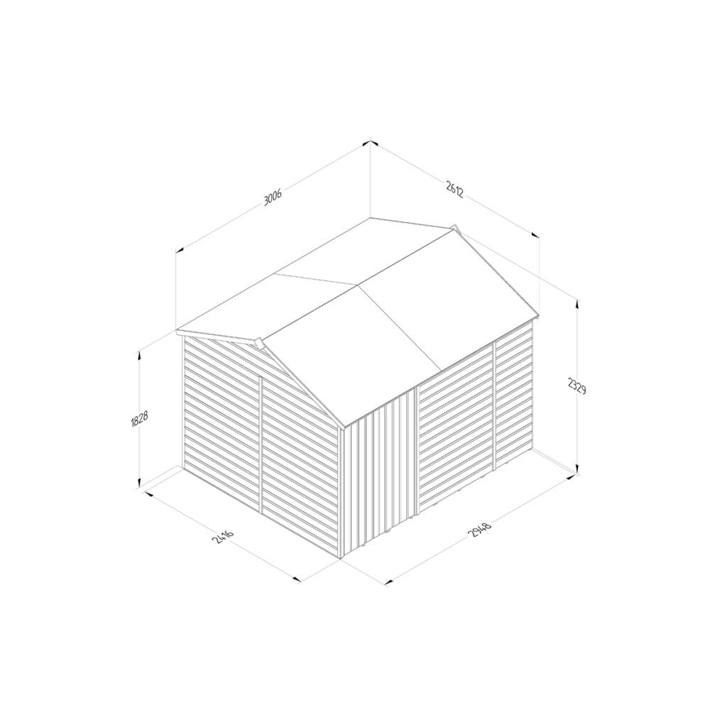 Beckwood 10×8 Reverse Apex Shed – No Windows – Double Door with Installation 5013053198186 2